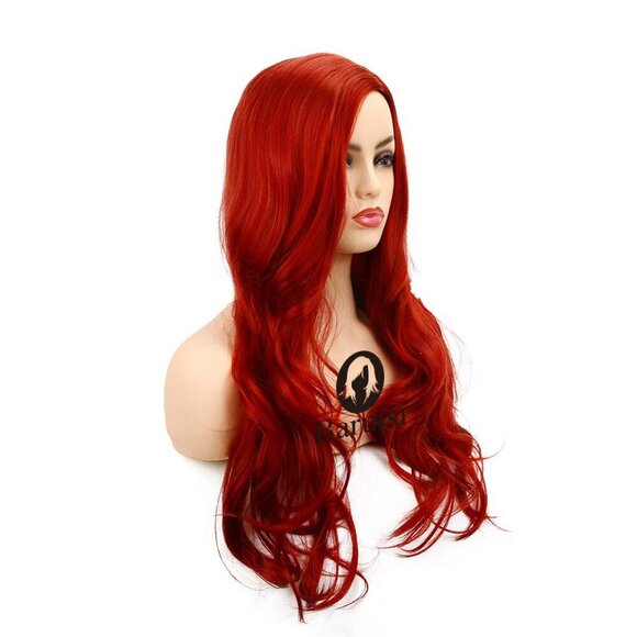 Long Curly Wavy Red Wigs for Women Side Part Natural Looking Cosplay Synthetic F - Picture 5 of 7